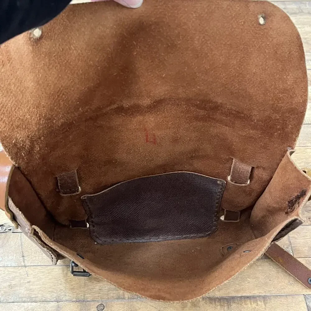 Vintage Style Leather Messenger Bag Handcrafted Adjustable Leather Strap Accent